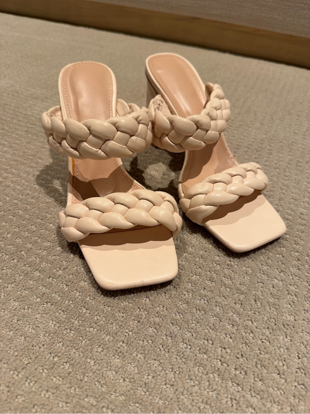 Braided Two-Strap Women's Heeled Sandals - Nude